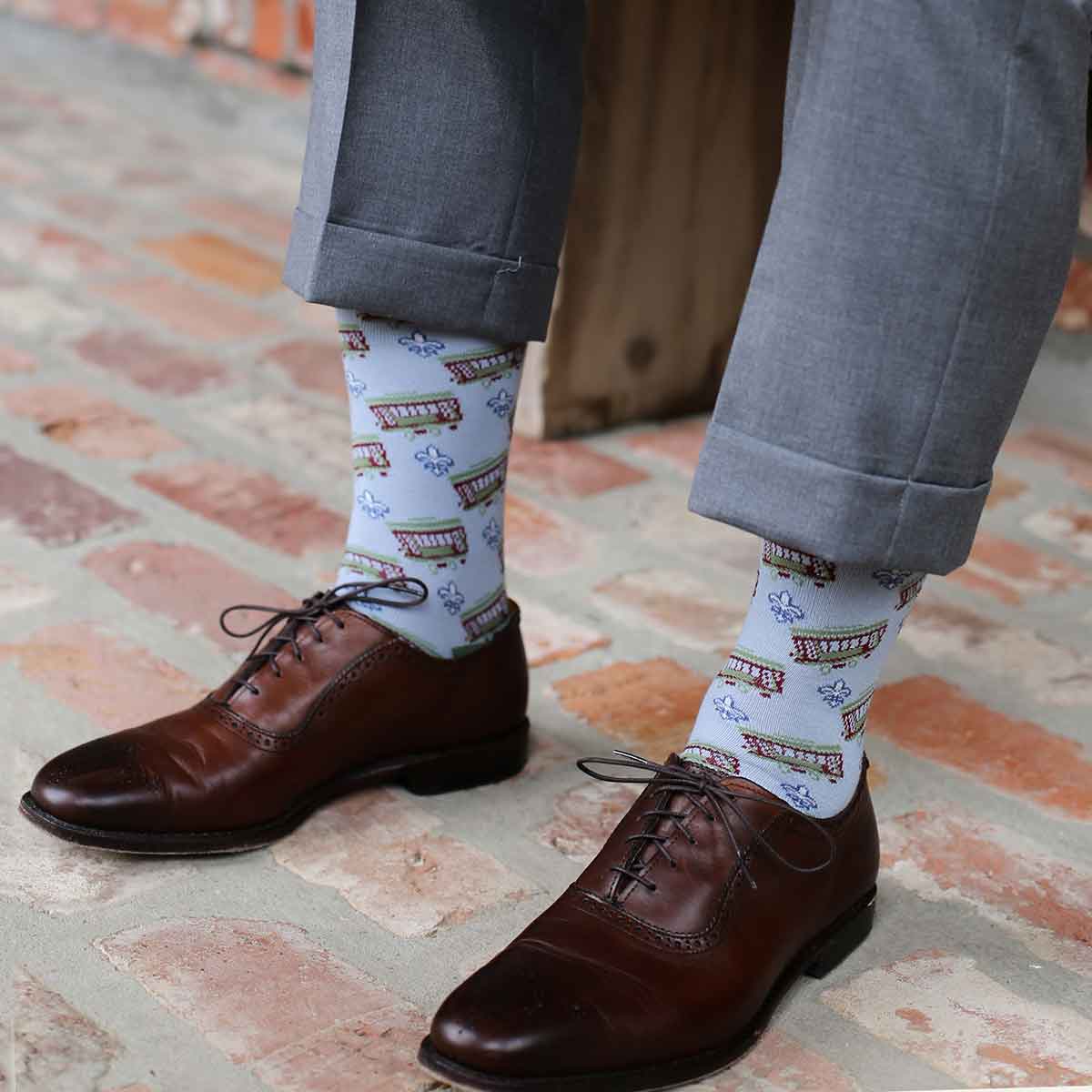 Men's Streetcar Socks   Gray/Navy/Sage   One Size