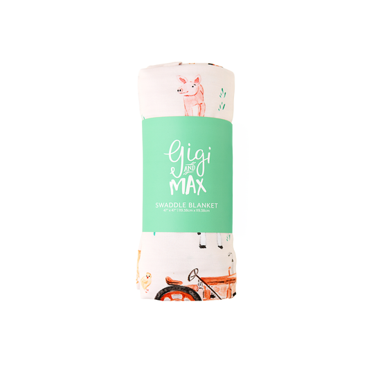 Millie Moo SWADDLE Bamboo Baby Farm Blanket Coming Home Gift