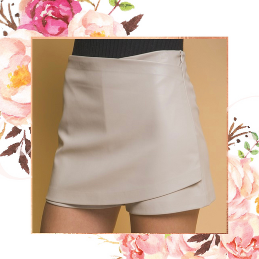 Vegan Leather Wrap Skort