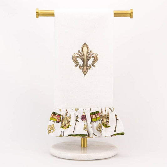 Fleur Ruffle Hand Towel   White/Multi   20x28