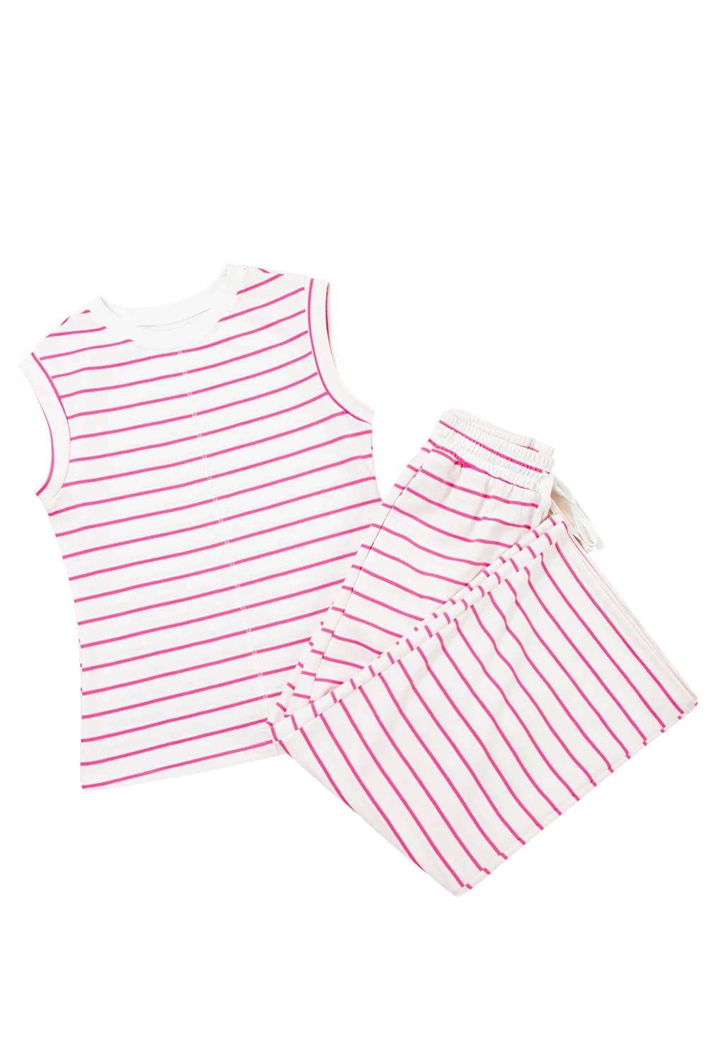 Casual Style Striped Short Sleeve Two-Piece Set | S-XL