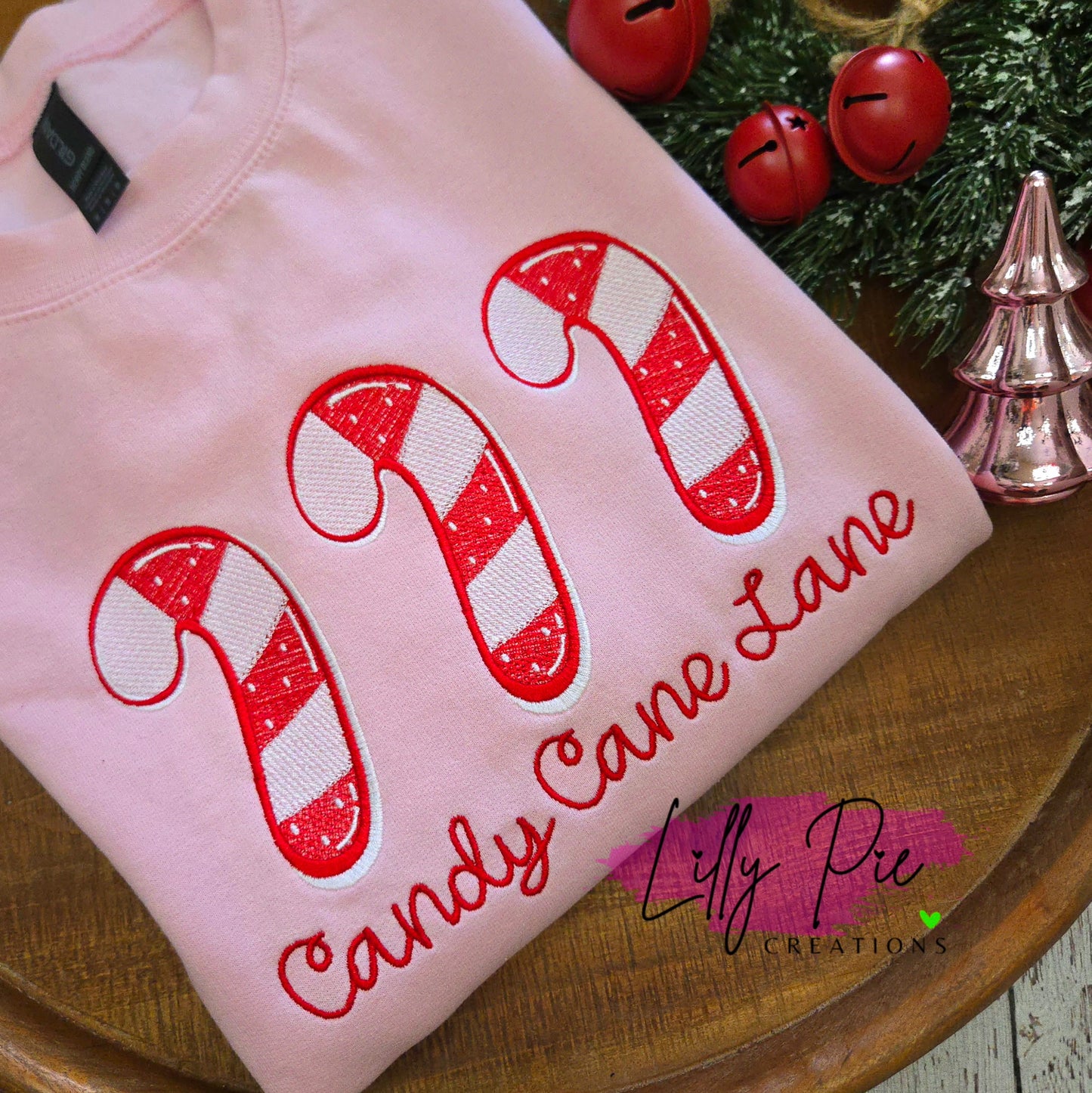 Candy Cane Lane Embroidered Sweatshirt - Mint or Light Pink Available