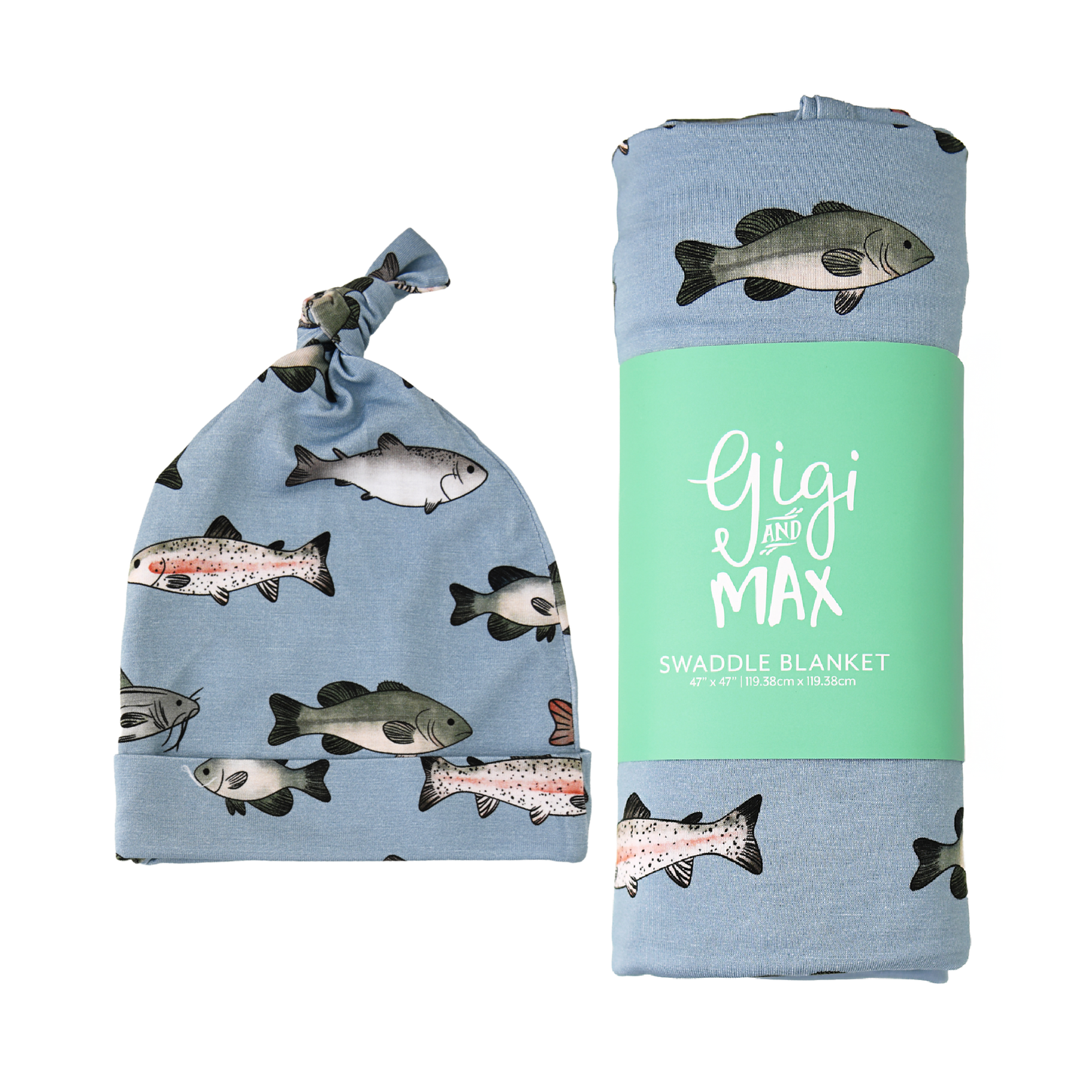Wade SWADDLE Bamboo Fish Baby Blanket Coming Home Gift