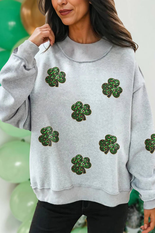 Leopard Clover St. Patrick Mock Neck Sweatshirt | S-XL