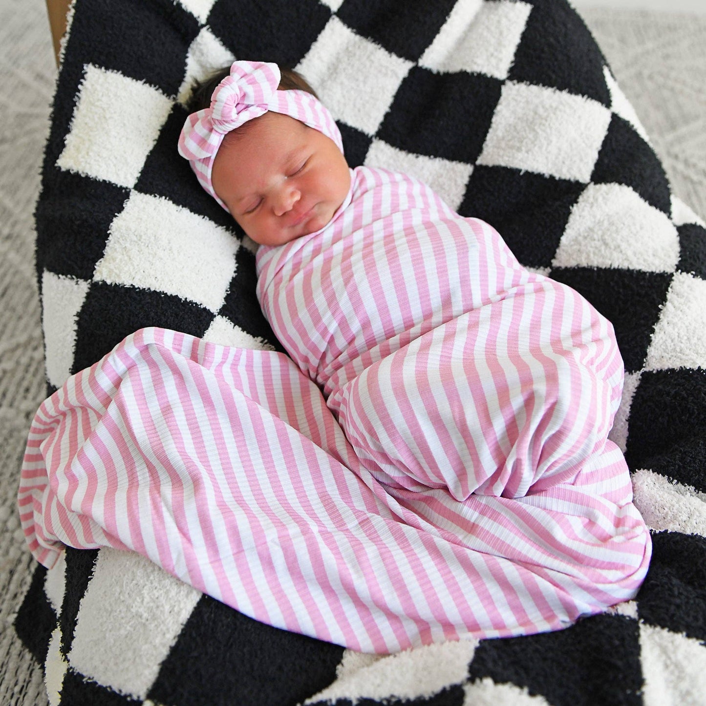Lana Pink Ribbed SWADDLE Bamboo Blanket Coming Home Gift