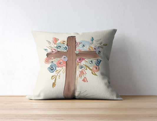 GA Cross with Flowers Pillow