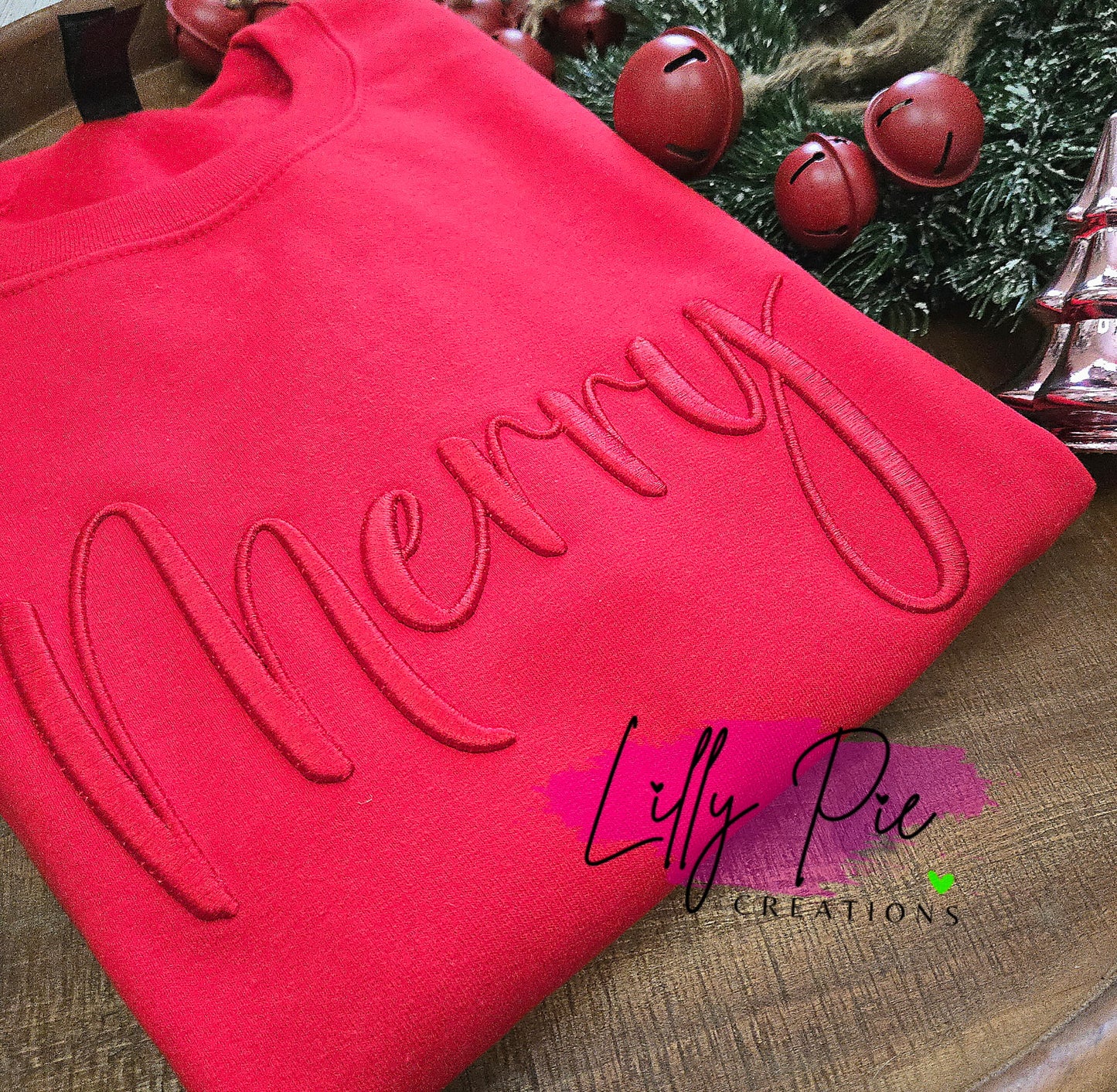 Merry Puff Embroidered Christmas Sweatshirt
