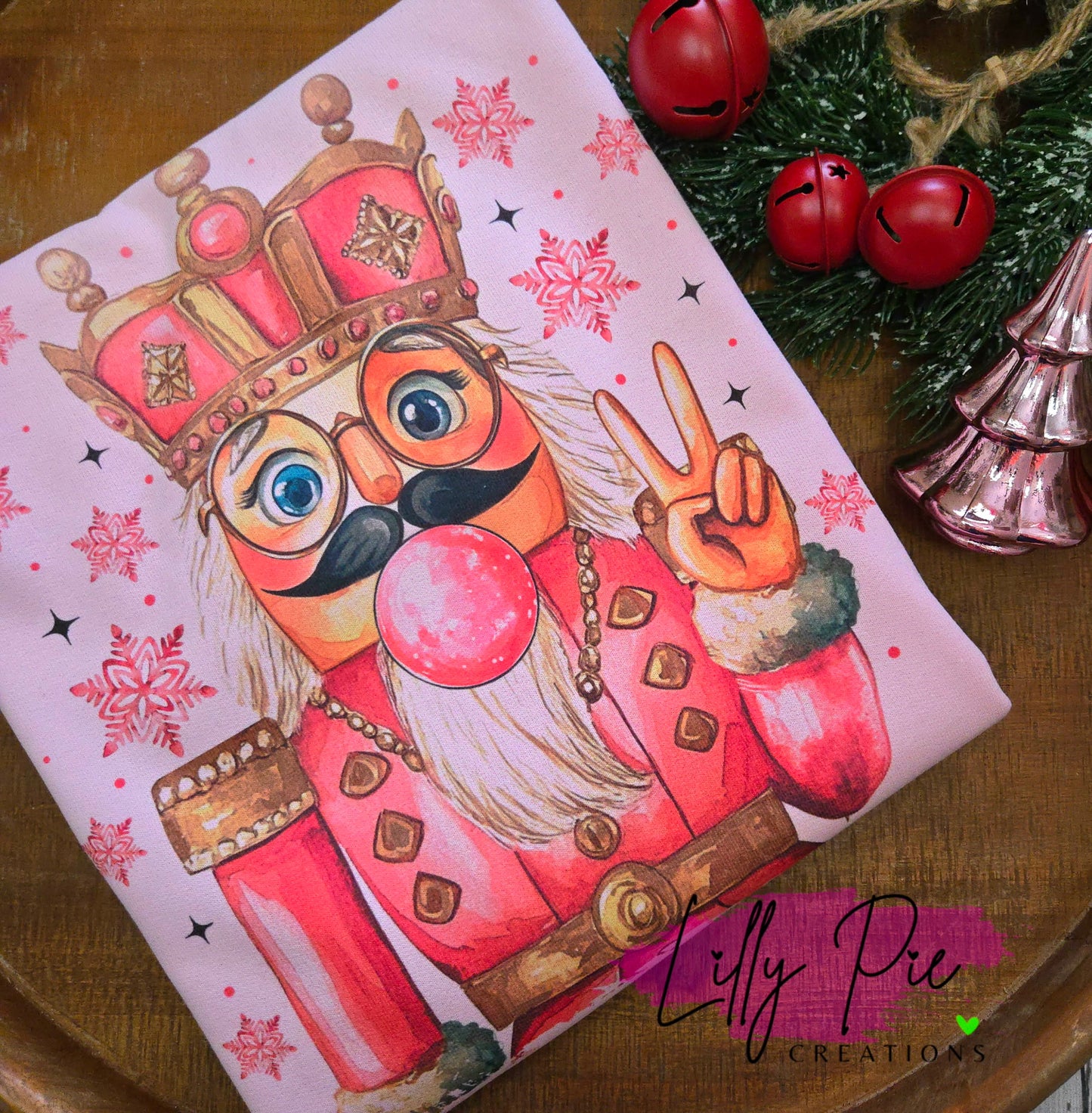Bubblegum Nutcracker Sublimated Christmas Sweatshirt - White & Light Pink Available