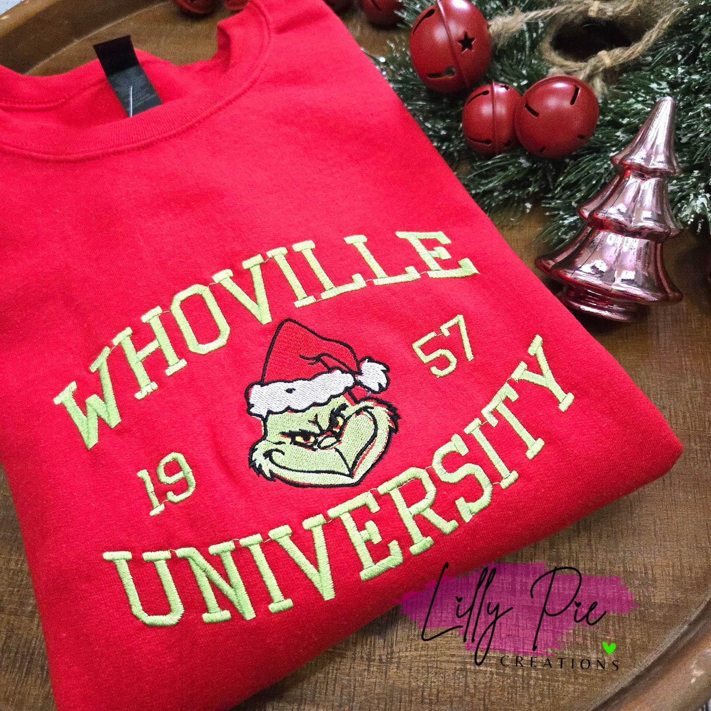Whoville University Embroidered Christmas Sweatshirt