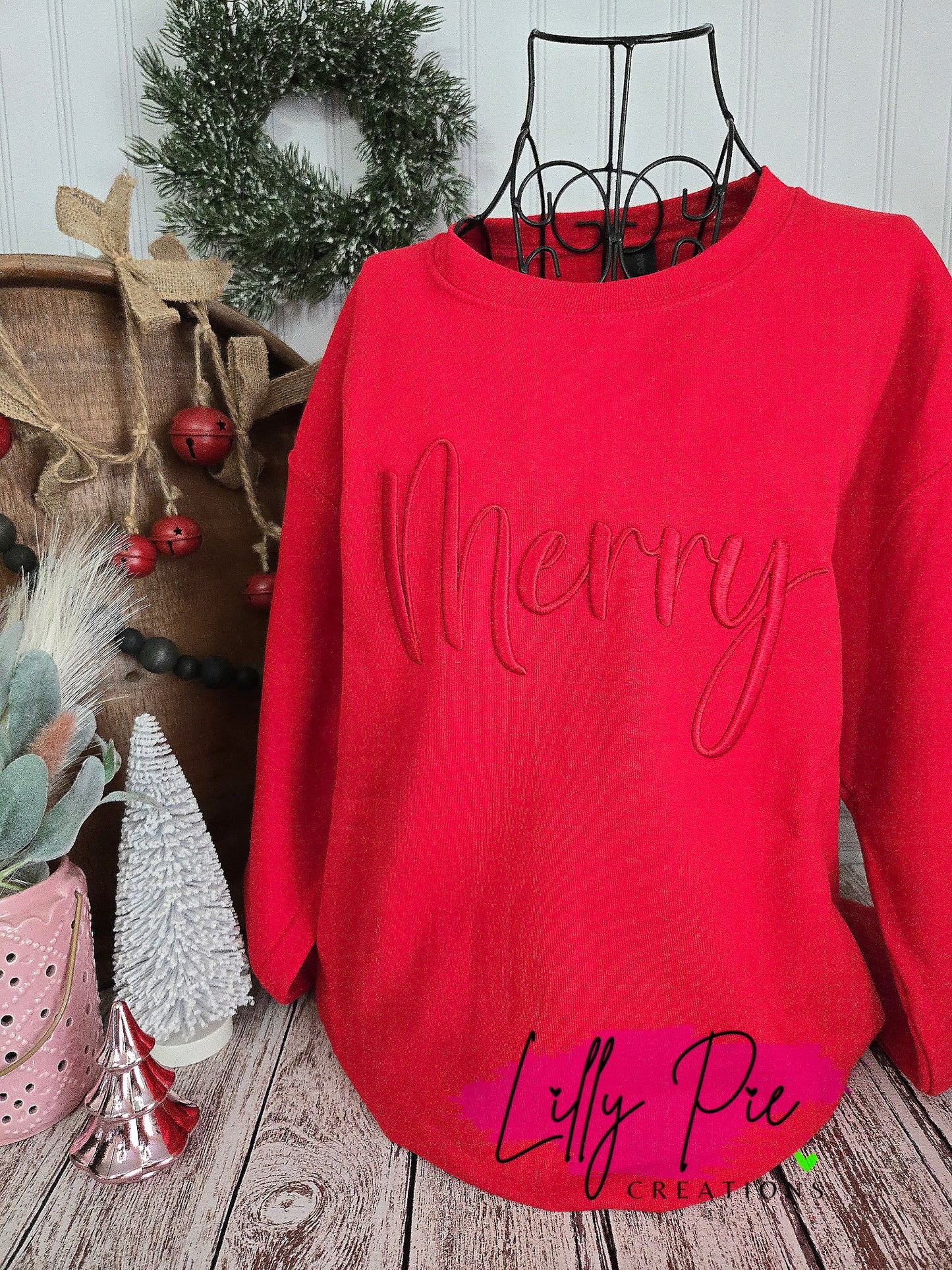 Merry Puff Embroidered Christmas Sweatshirt