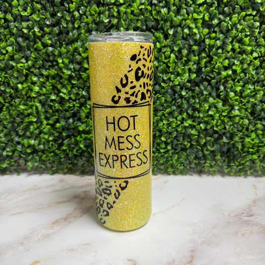 Yellow Glitter Hot Mess Express Skinny Tumbler