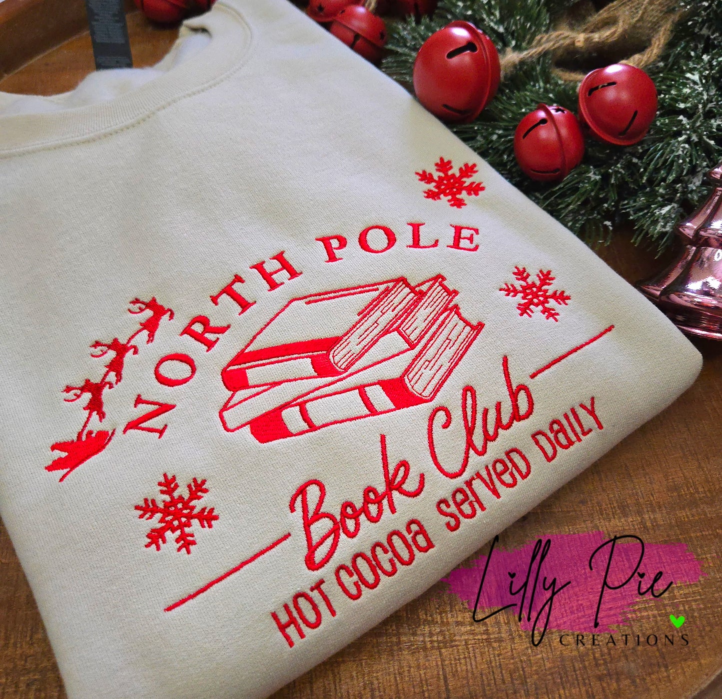 North Pole Book Club - Embroidered Christmas Sweatshirt