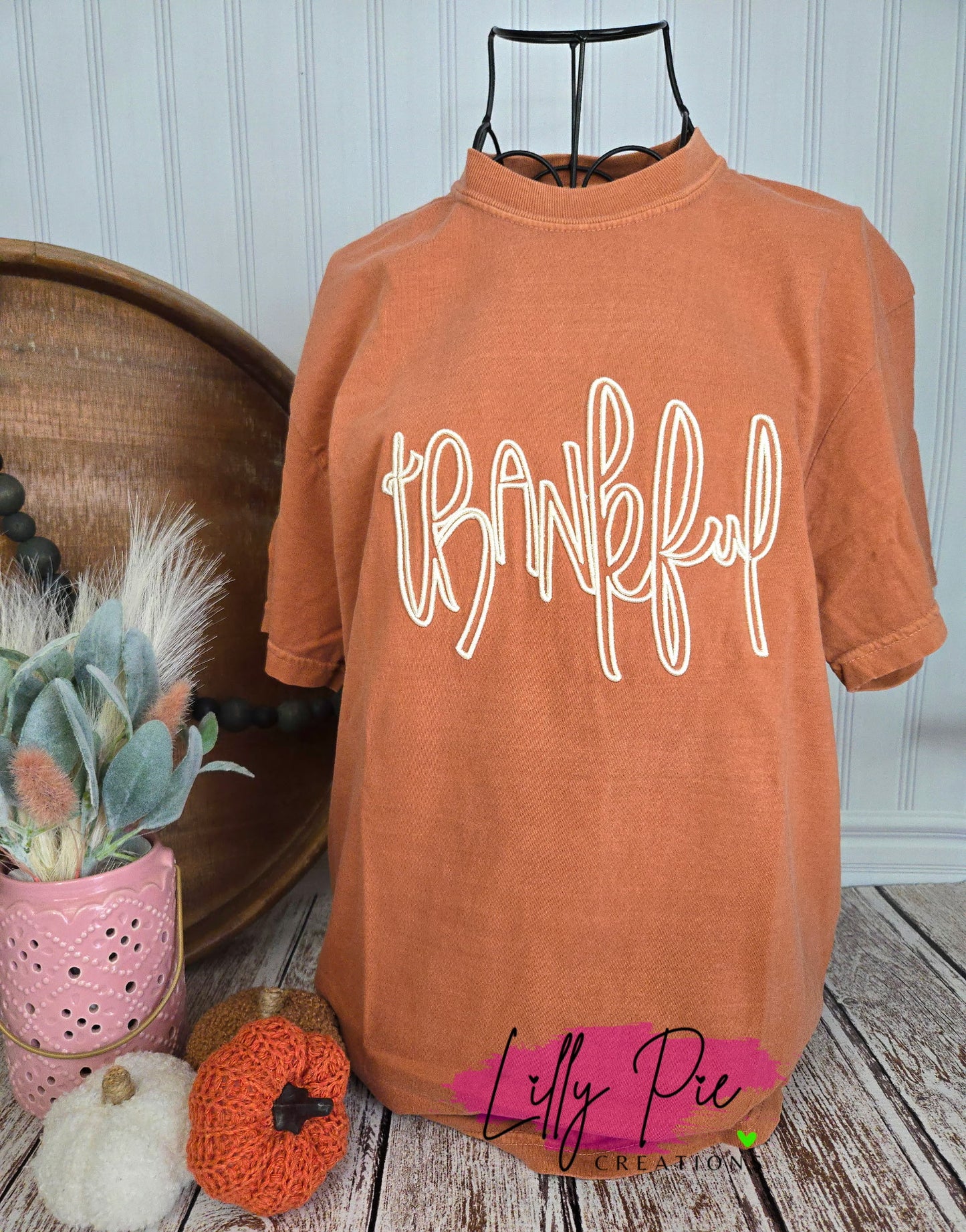 Thankful Puff Embroidered Comfort Colors T-shirt