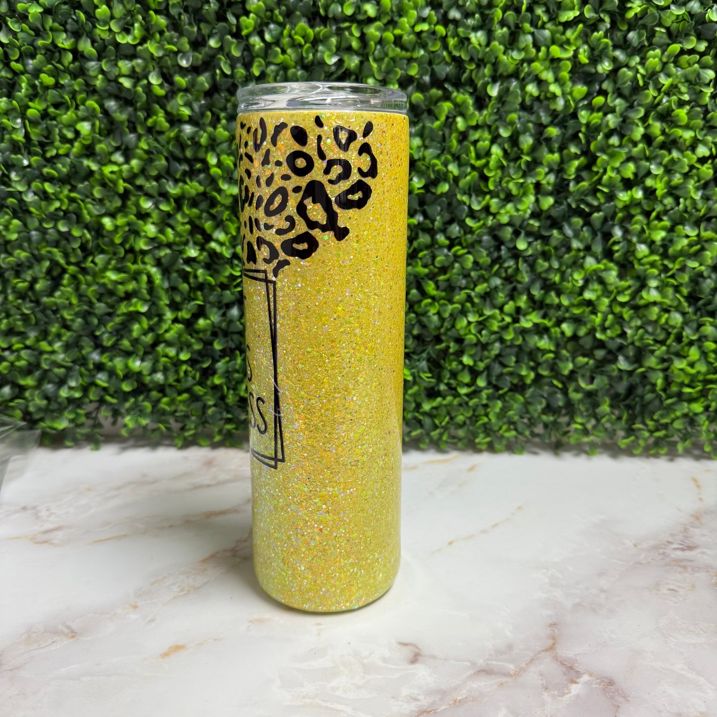 Yellow Glitter Hot Mess Express Skinny Tumbler