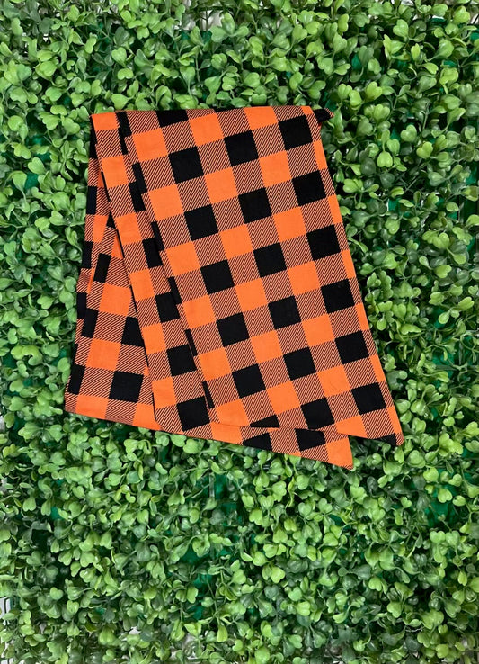 Wreath Sash - Halloween Orange and Black Plaid