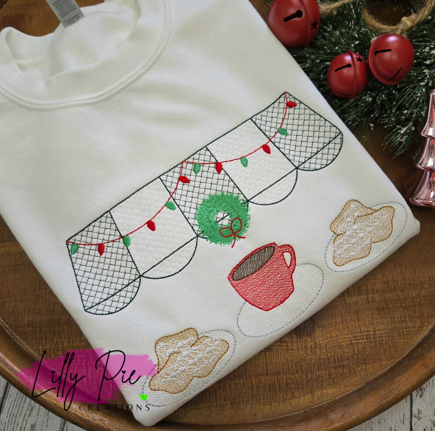 Christmas Beignets Louisiana Embroidered Sweatshirt