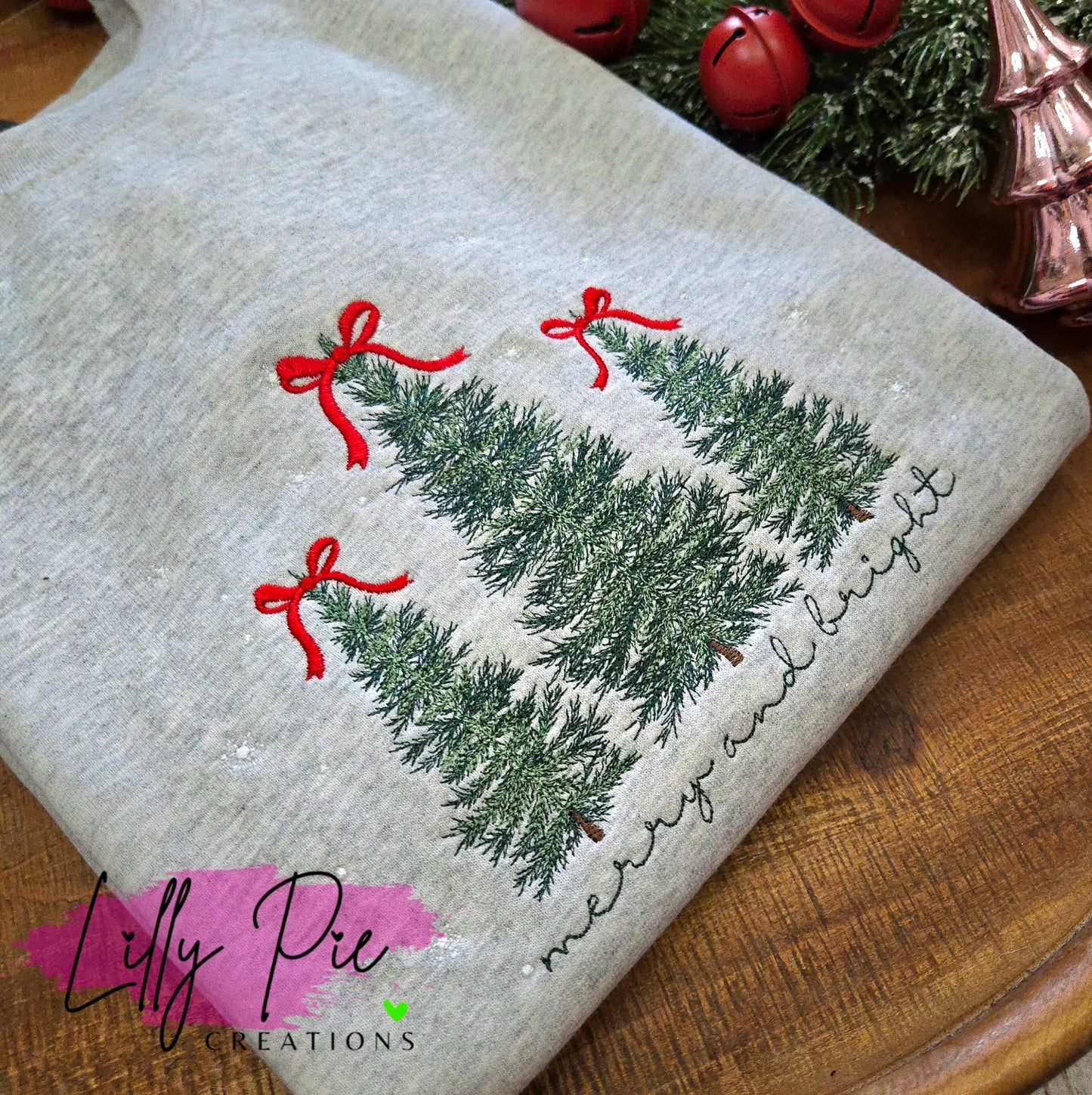 Merry & Bright Christmas Tree Embroidered Sweatshirt