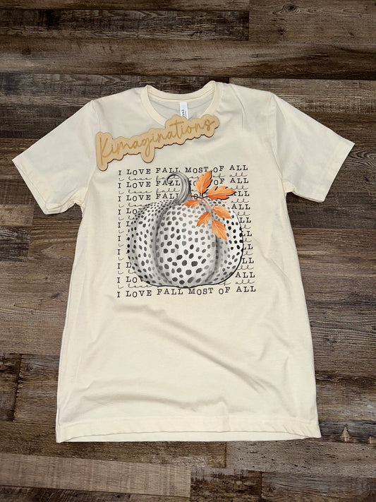 I Love Fall Most of All Polka Dot Pumpkin T-shirt