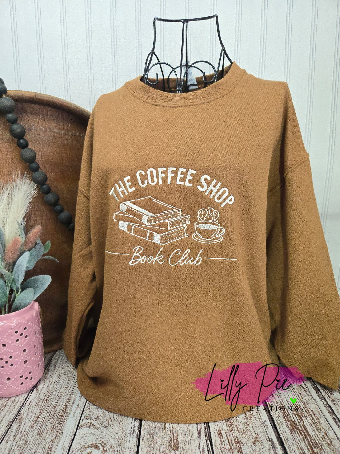 Coffee Shop Book Club Embroidered Sweatshirt