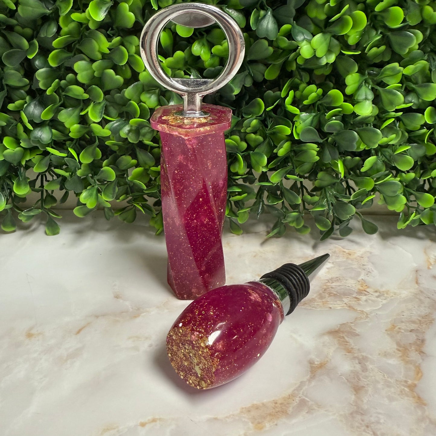Resin Bottle Opener and Wine Stopper Set