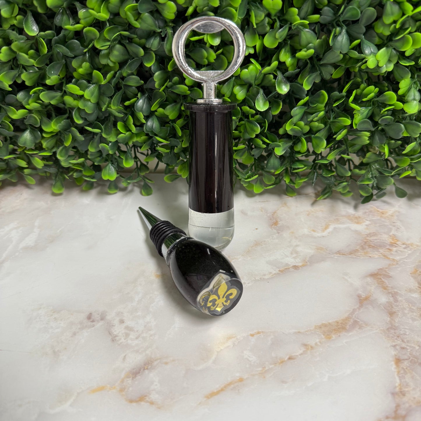 Resin Bottle Opener and Wine Stopper Set