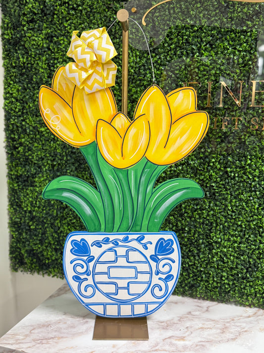 Yellow Tulip Door Hanger