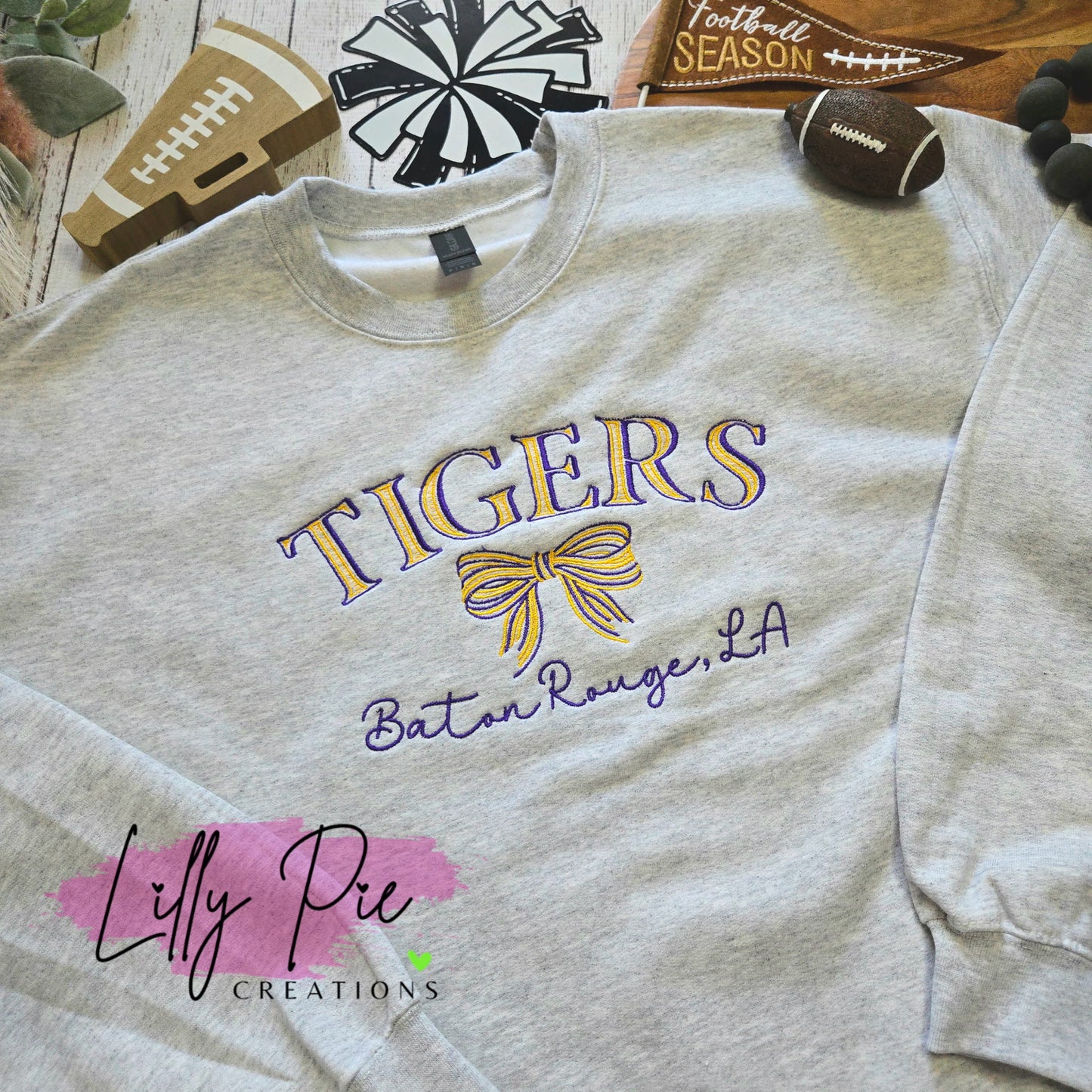 Tigers Bow Embroidered Sweatshirt