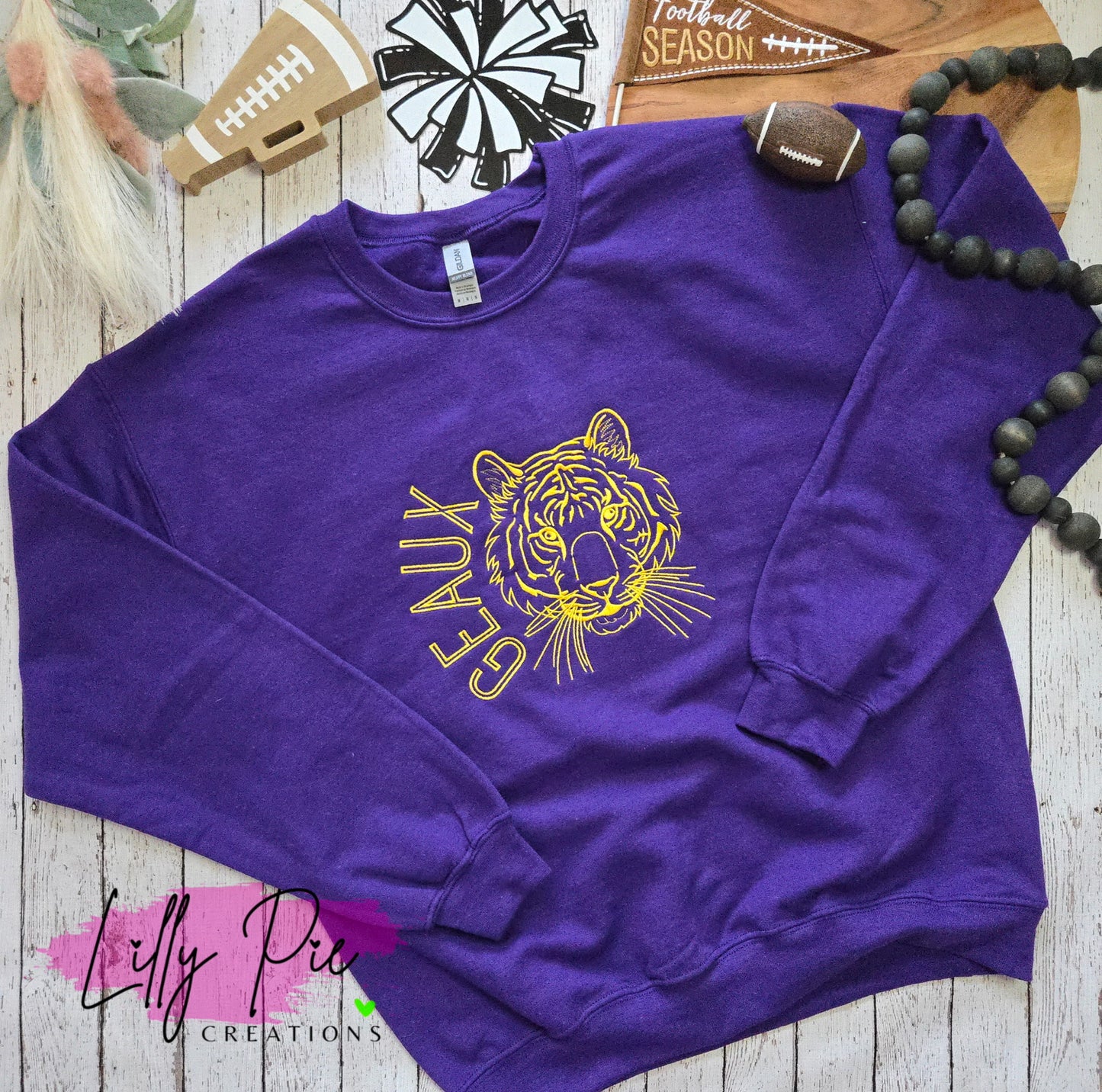 Geaux Embroidered Purple Sweatshirt