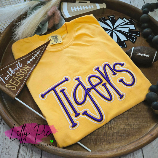 Puff Embroidered Tigers Comfort Colors T-shirt