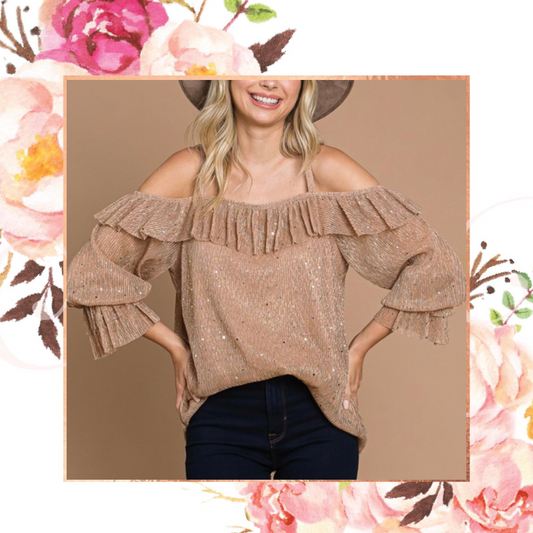 Rose Ruffle Sparkle Top