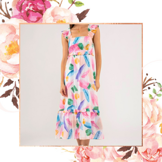 Watercolor Brushstroke Midi Dress