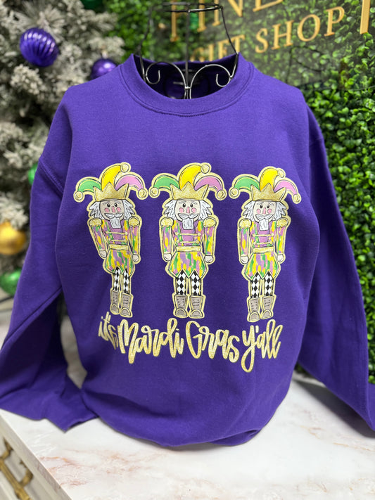 It’s Mardi Gras Y’all Nutcrackers Purple Sweatshirt