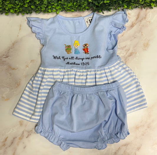 With God All Things Are Possible - French Knot Bloomer Set