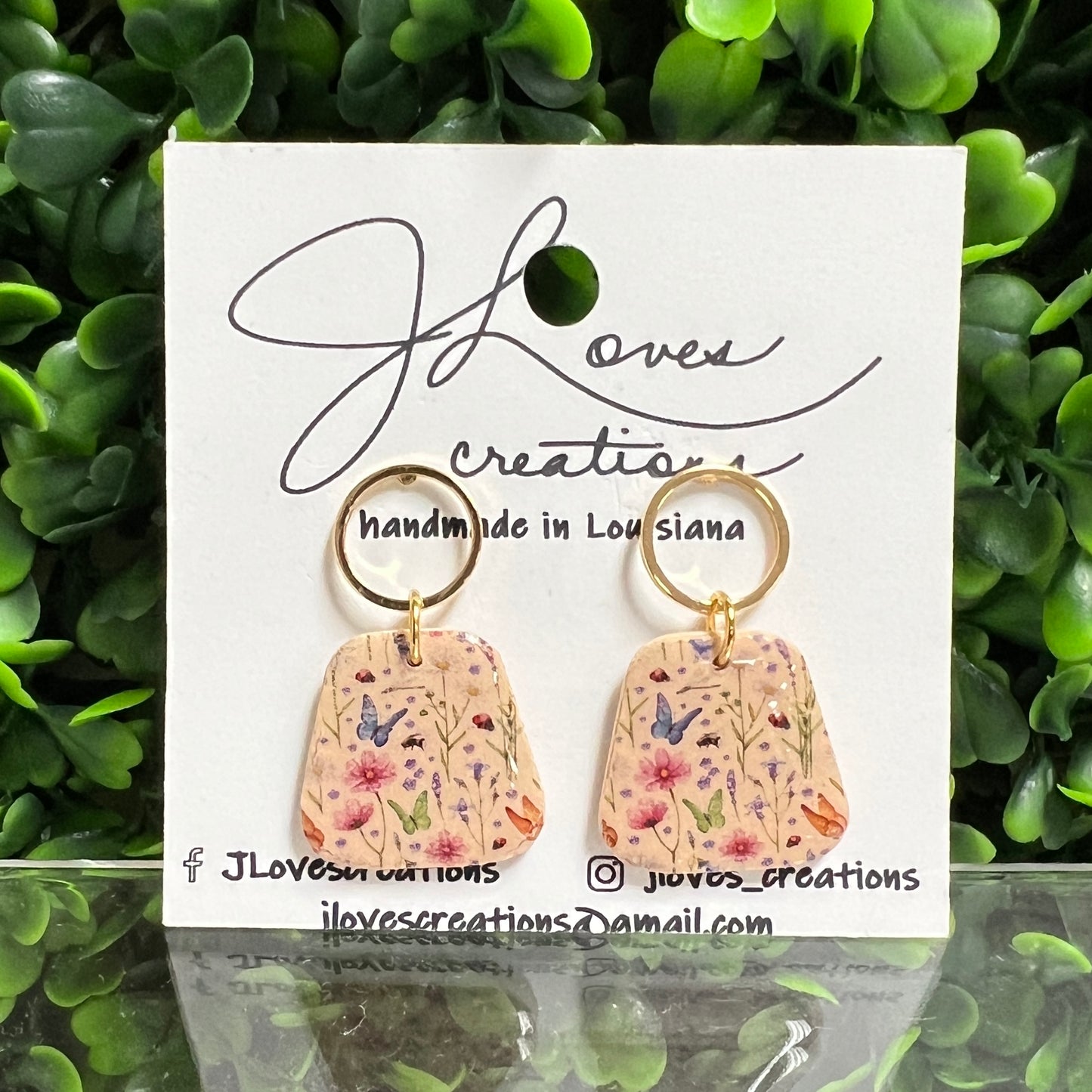 Taupe Butterfly Wildflower Earrings