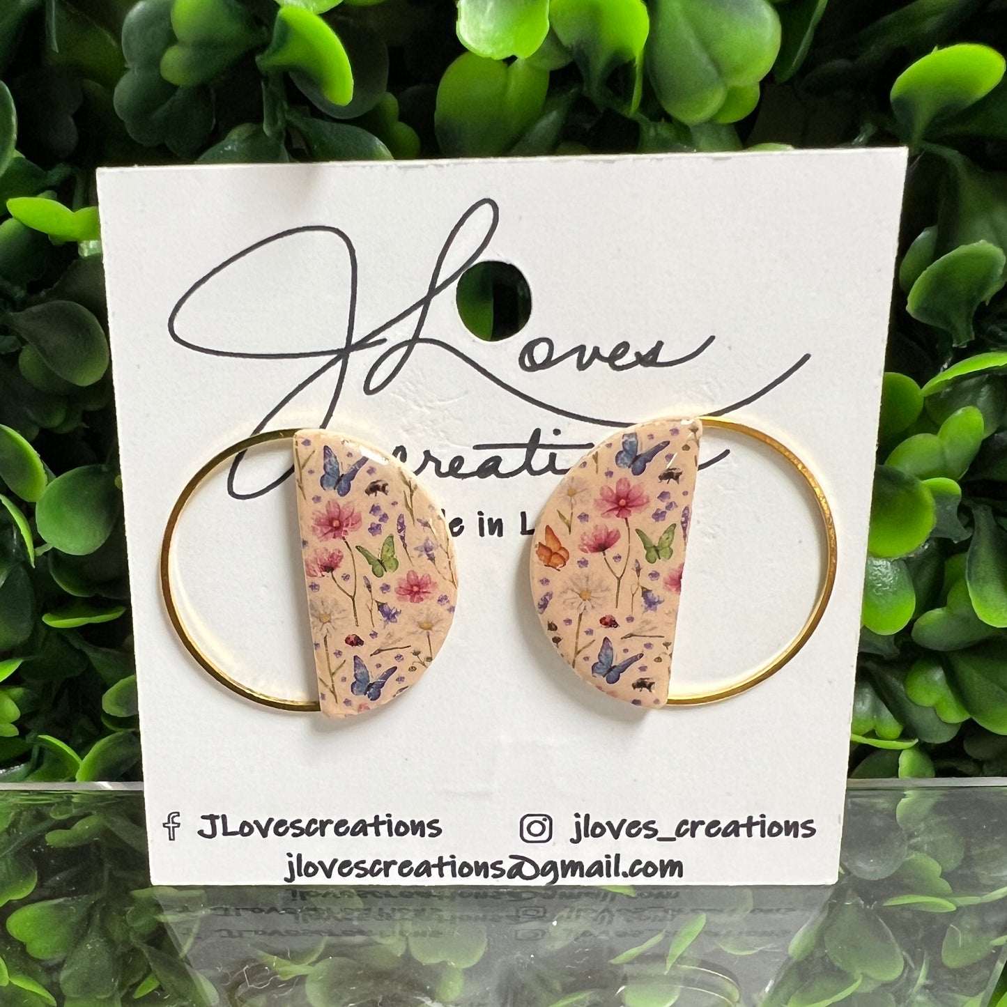 Taupe Butterfly Wildflower Earrings