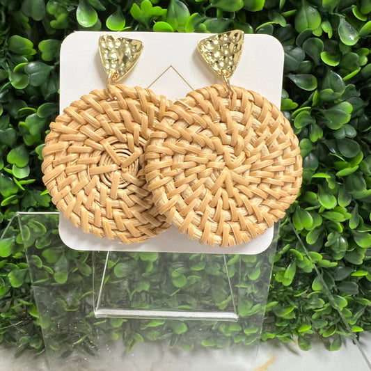 Woven Circle Drop Earrings on Brass Studs