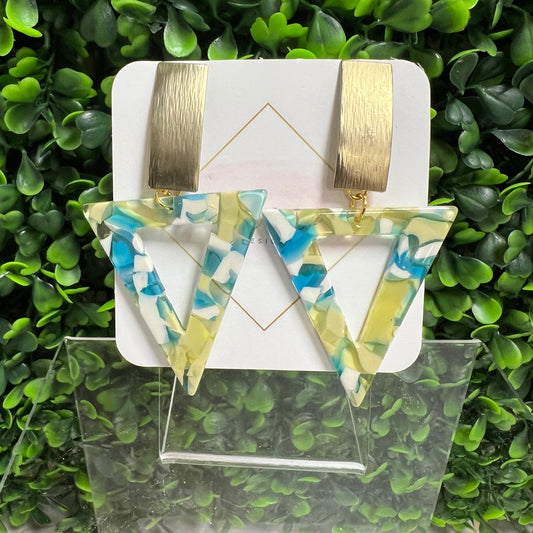 Triangle Acrylic Drop Earrings on Brass Connector