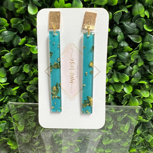 Turquoise Acrylic Drop Earrings on Brass Stud