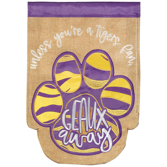 TIGER PAW GEAUX AWAY FLAG BURLAP GARDEN