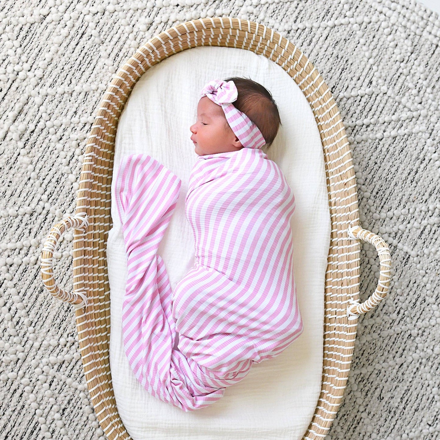 Lana Pink Ribbed SWADDLE Bamboo Blanket Coming Home Gift