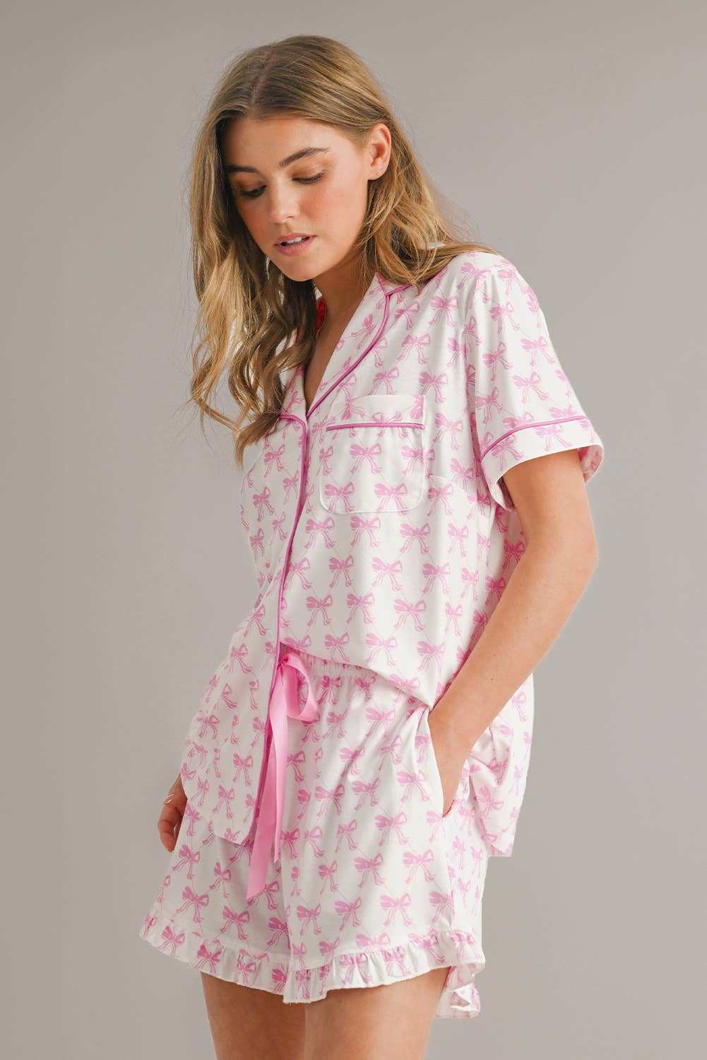 Bow Print Cute Knot Shirts & Shorts Set | S-XL