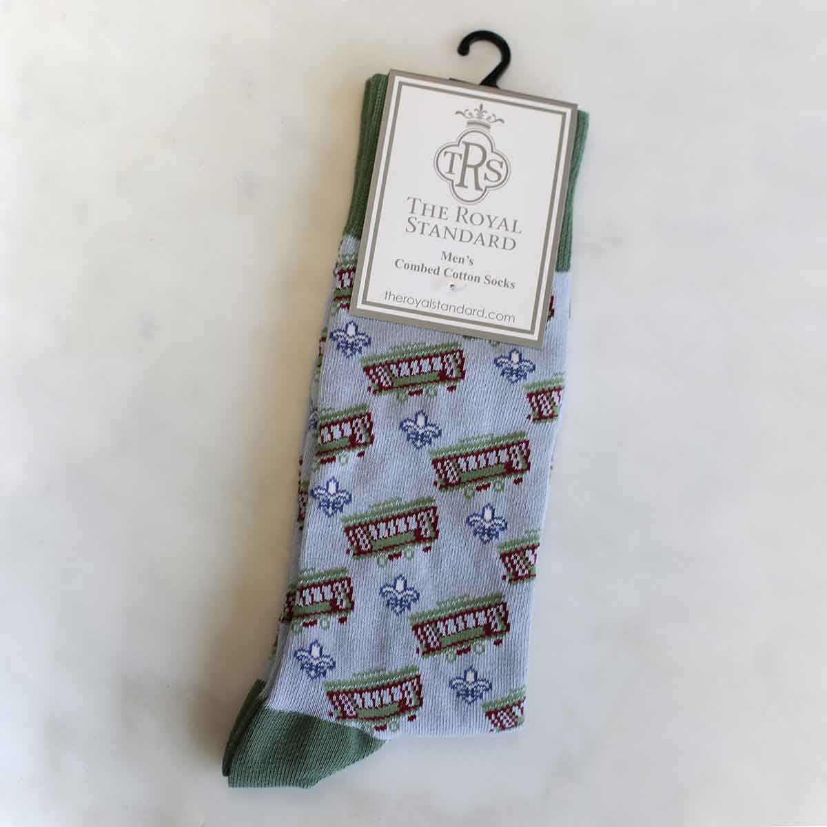 Men's Streetcar Socks   Gray/Navy/Sage   One Size