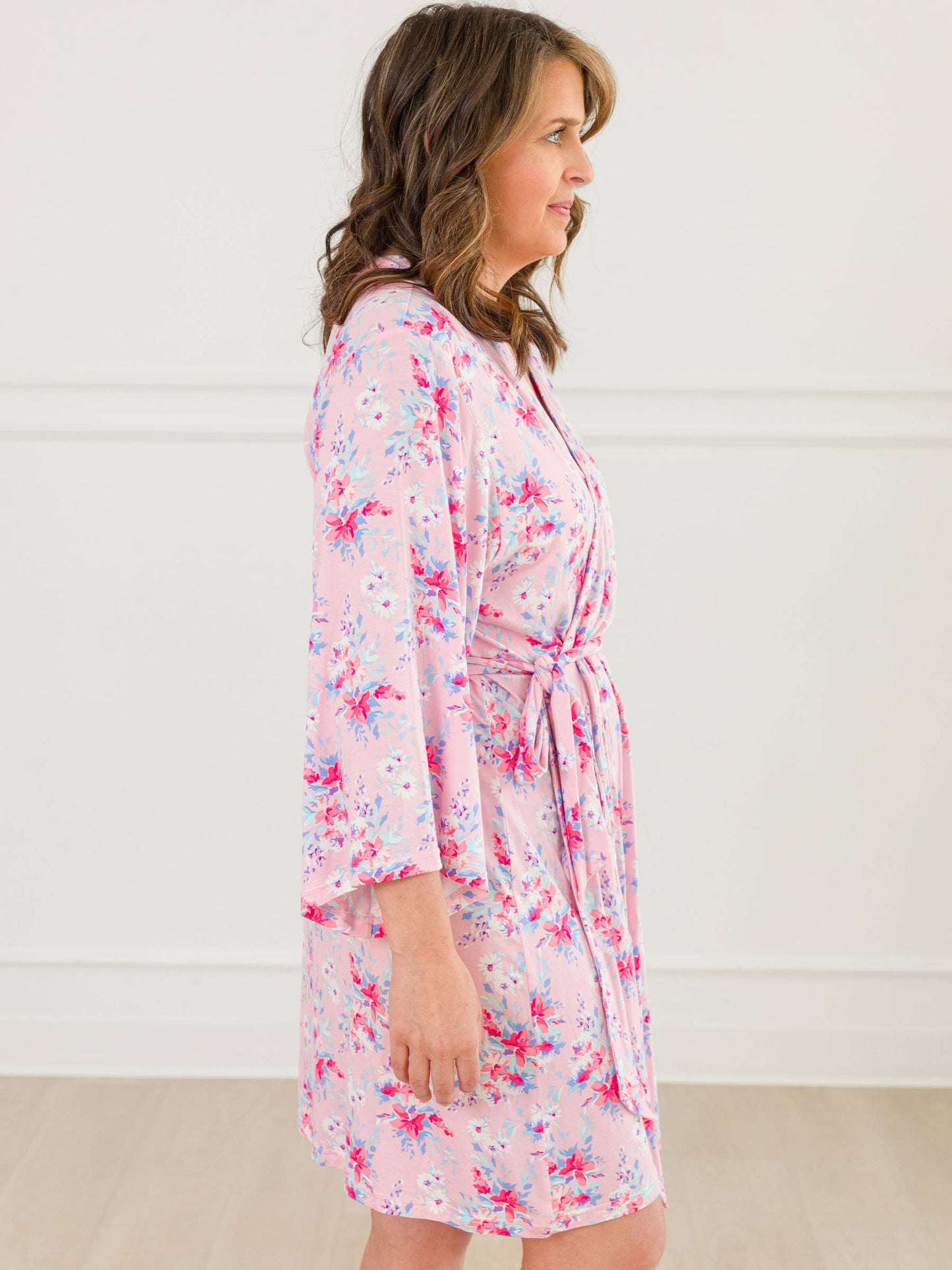 SoftSnooze™ Women's Bamboo Viscose Pretty in Pink Floral Mommy & Me Maternity Robe