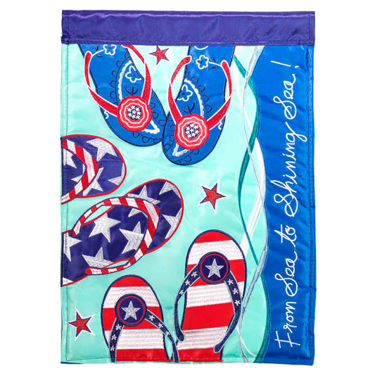 4TH FLIP FLOPS FAMILY DOUBLE APPLIQUE GARDEN FLAG