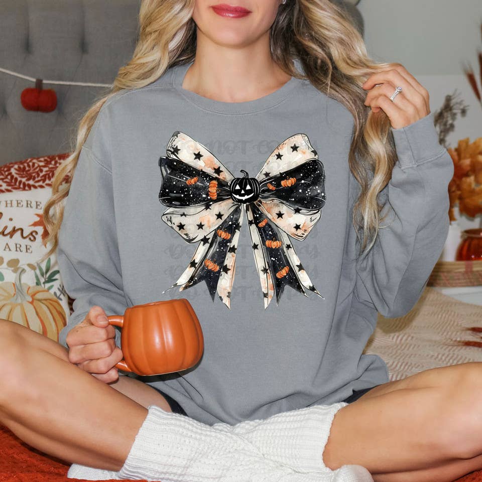 Jack-O-Lantern Pumpkin Bow DTF Heat Transfer