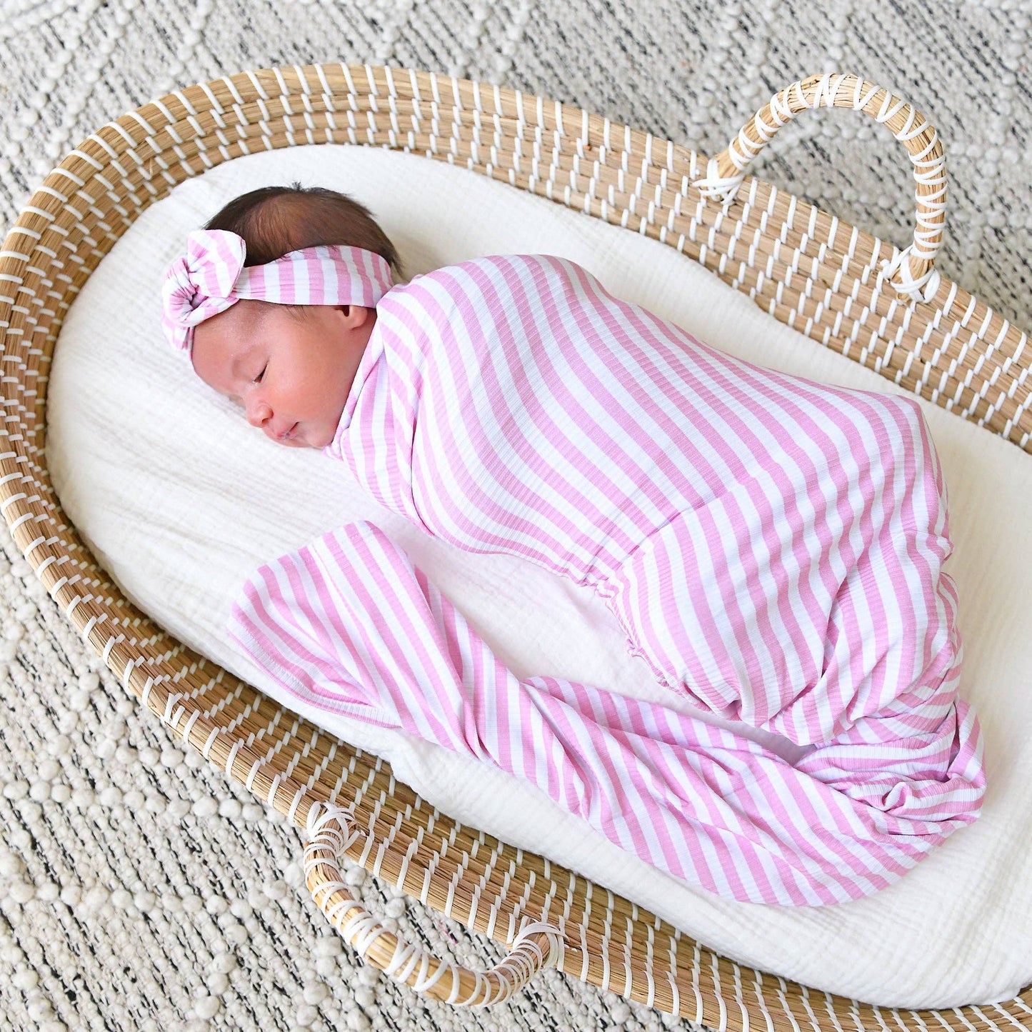 Lana Pink Ribbed SWADDLE Bamboo Blanket Coming Home Gift