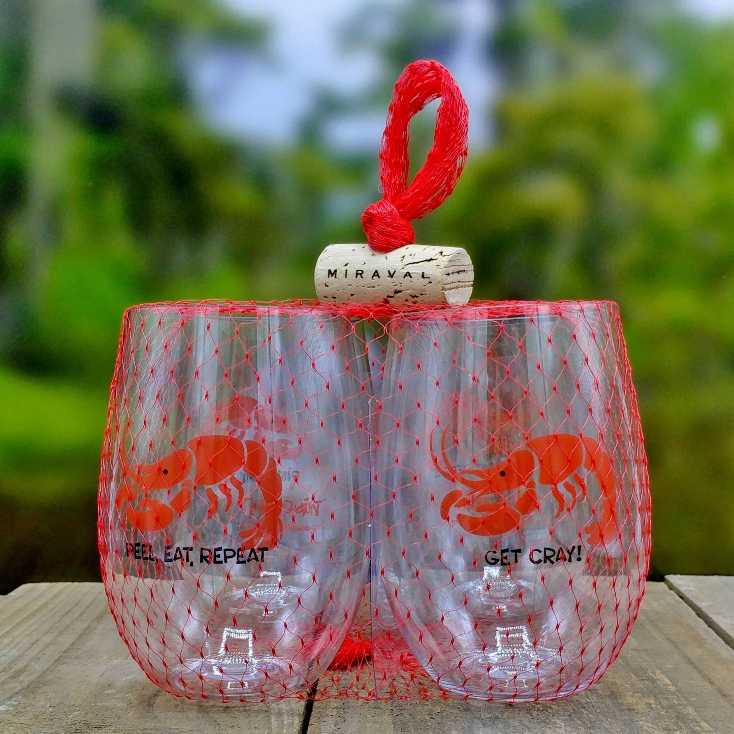 CRAWFISH Unbreakable Stemless TRITAN Plastic Wine Glasses
