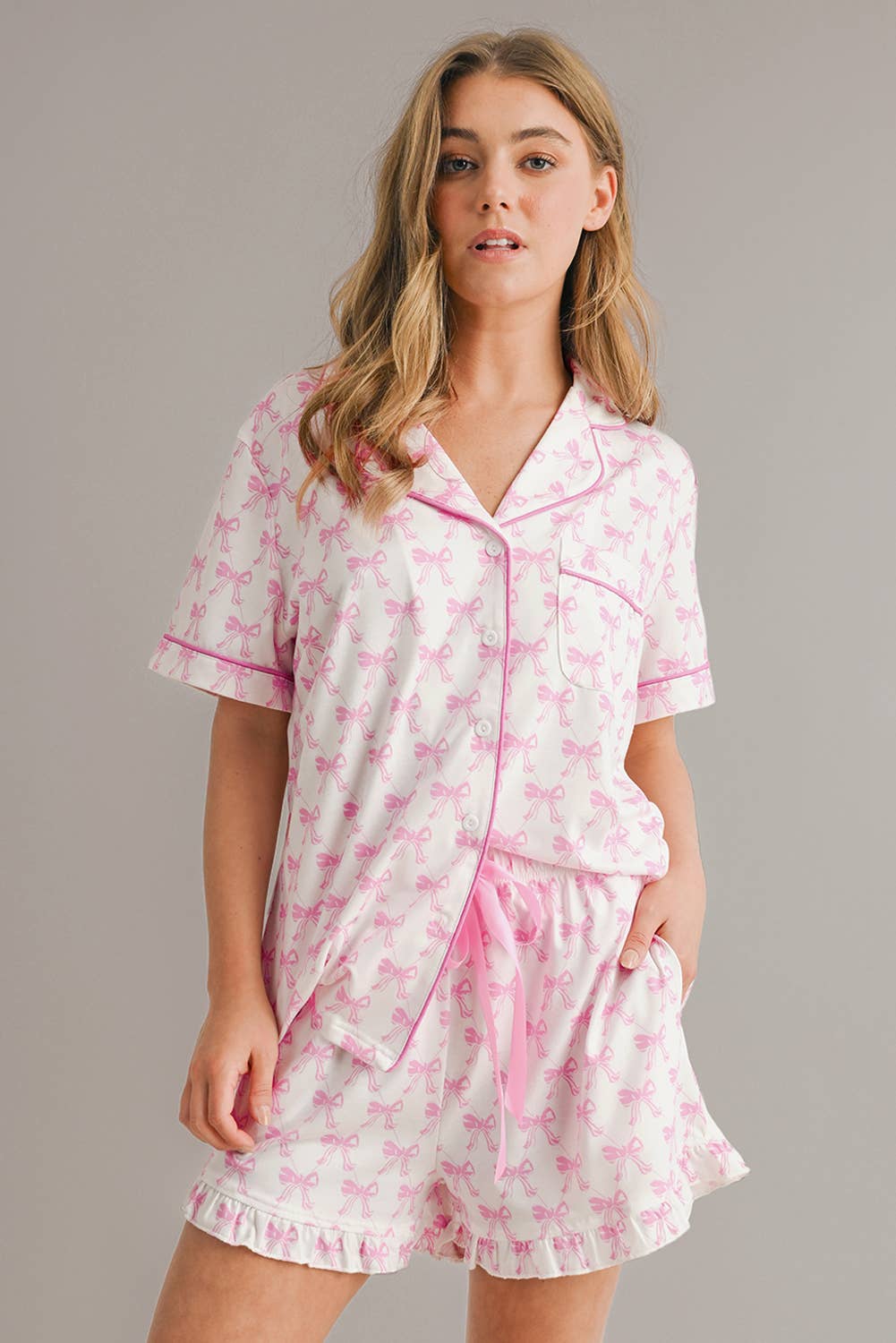 Bow Print Cute Knot Shirts & Shorts Set | S-XL