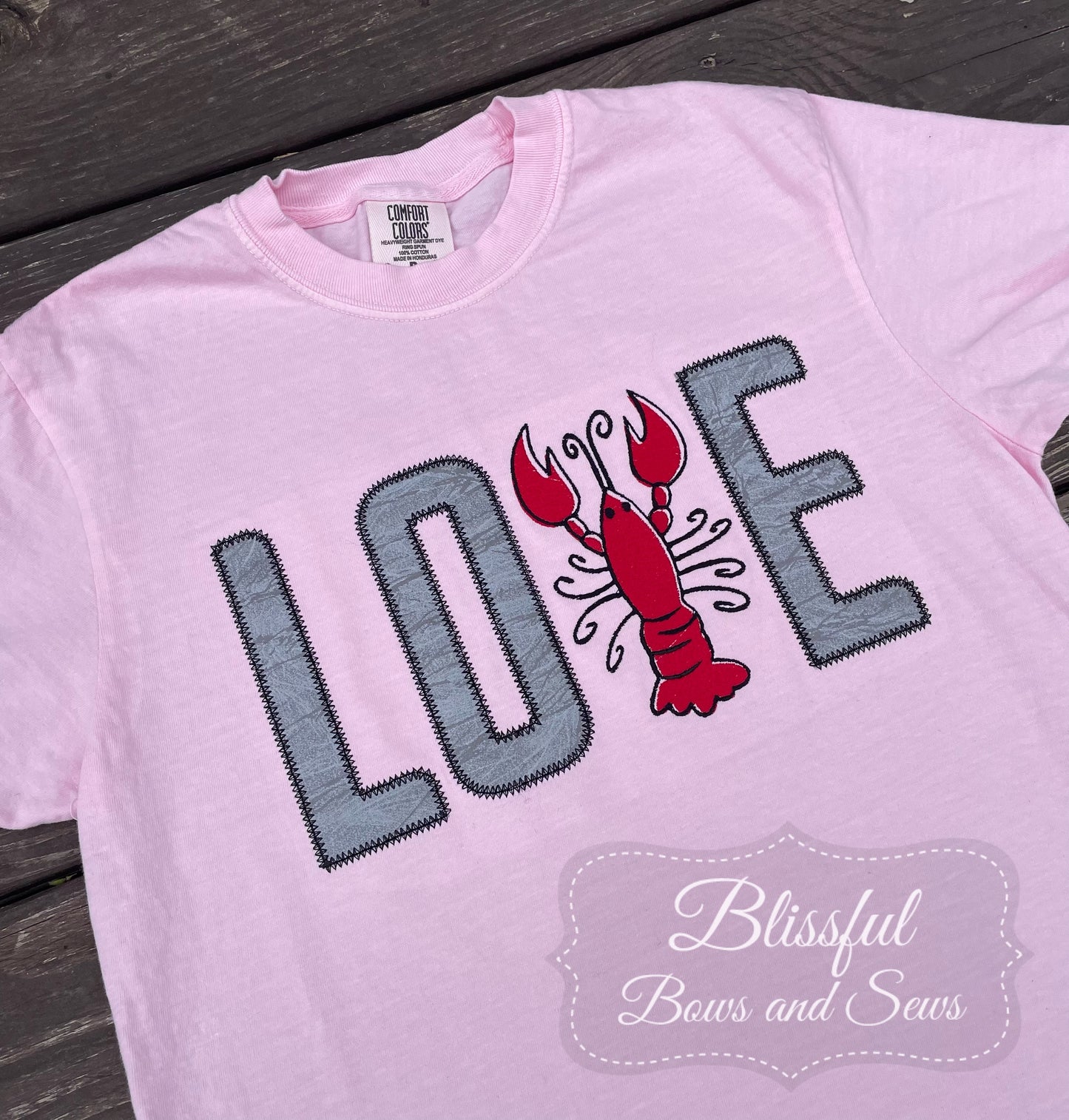 Love Crawfish Applique T-Shirt