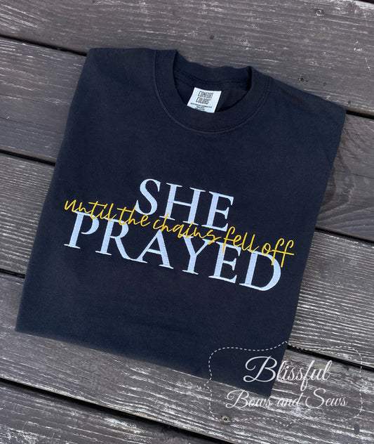 She Prayed Monogram T-Shirt